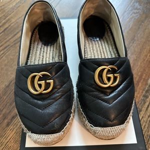 GUCCI LEATHER ESPADRILLE WITH DOUBLE G